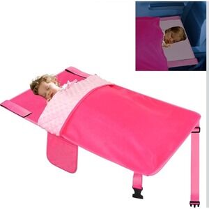 New Toddler Airplane Bed with Blanket, Seat Extender for Kids, Pink